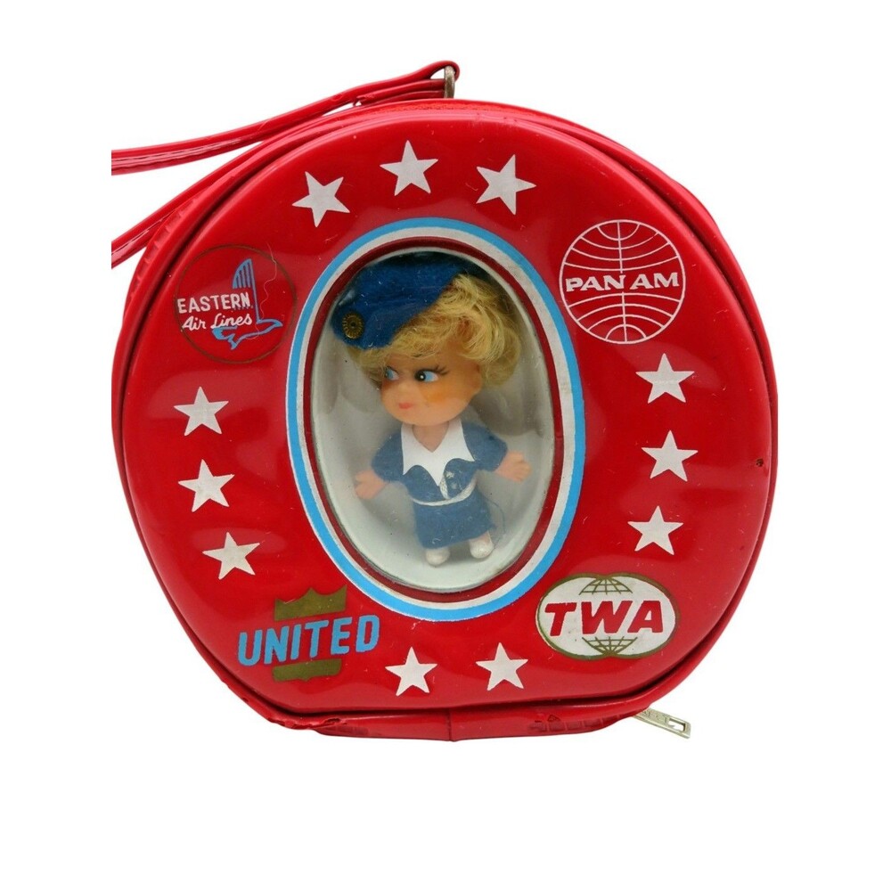 Vintage Kiddle Klone Doll Airline Purse Bag Stewardess Pan Am TWA United Eastern